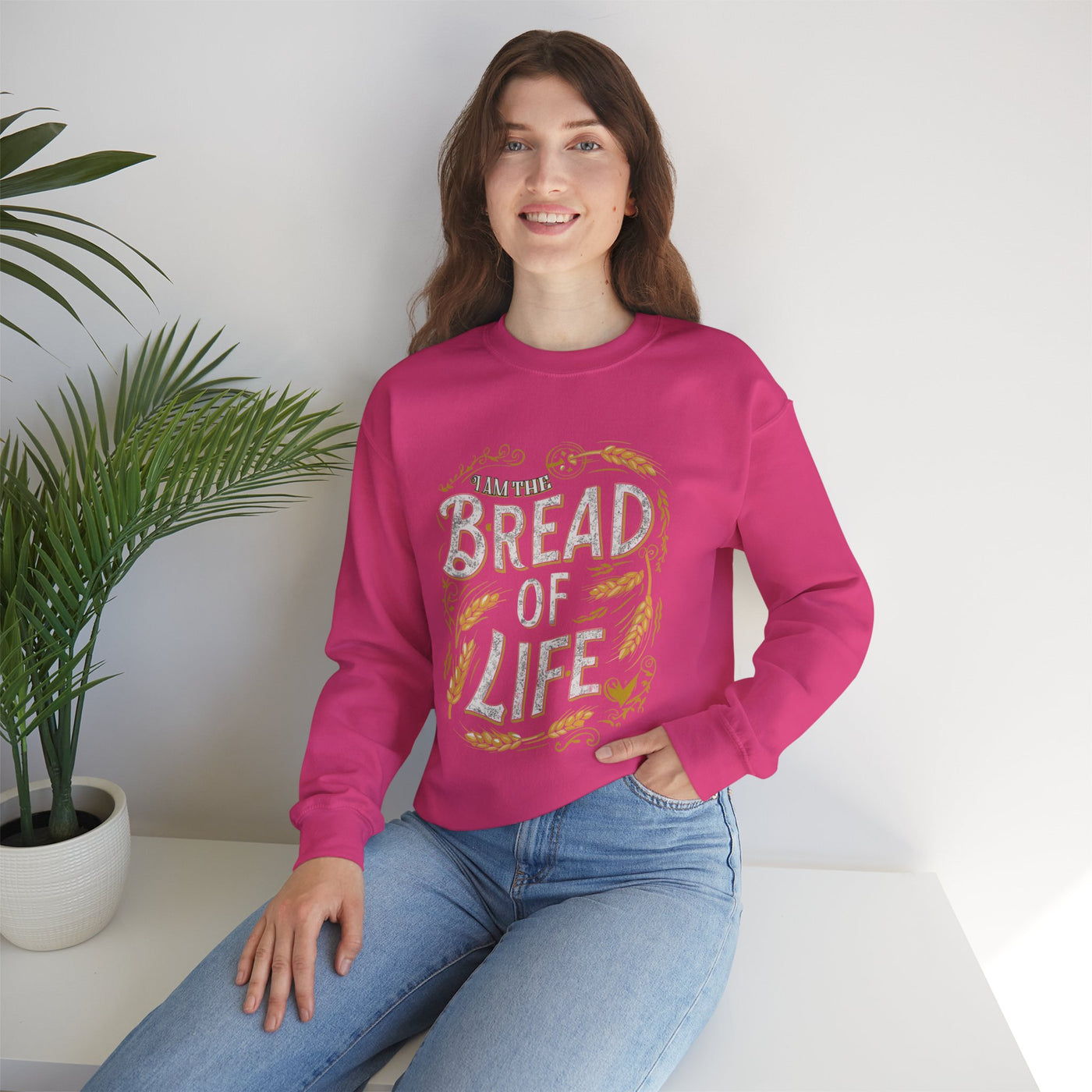 Bread Of Life Unisex Heavy Blend™ Crewneck Sweatshirt, Aesthetic Design