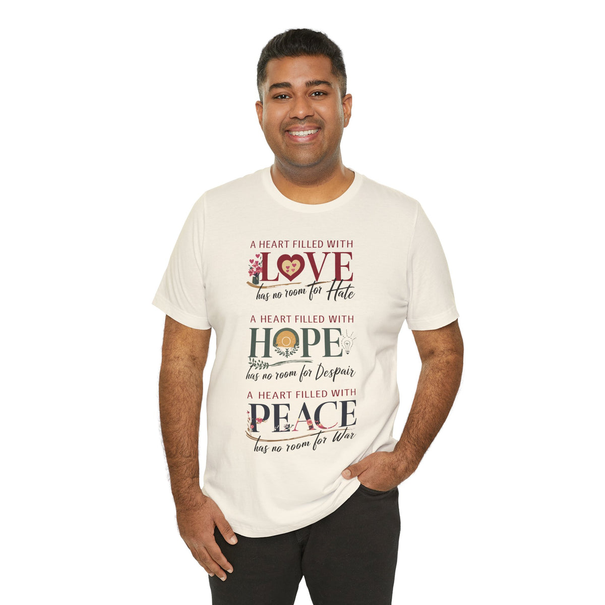 A Heart Filled With Hope Love Peace Unisex Jersey Short Sleeve Tee