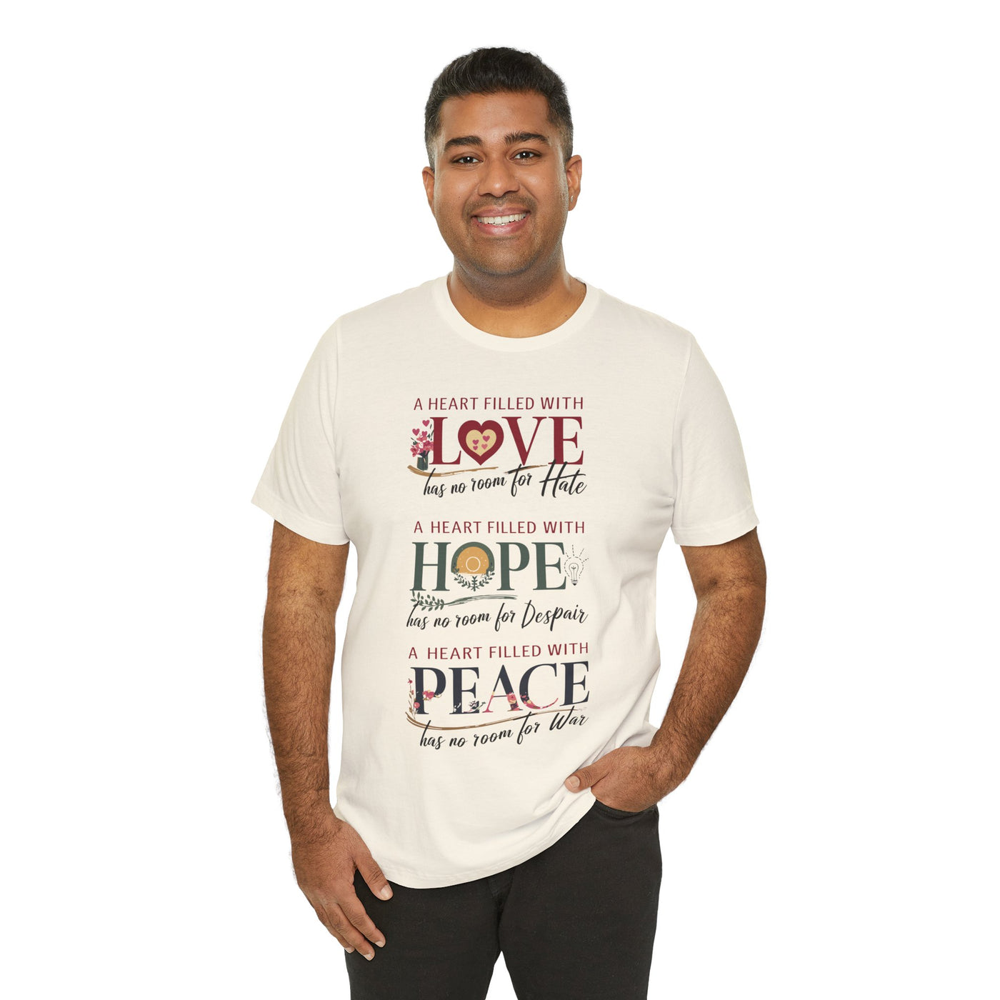 A Heart Filled With Hope Love Peace Unisex Jersey Short Sleeve Tee