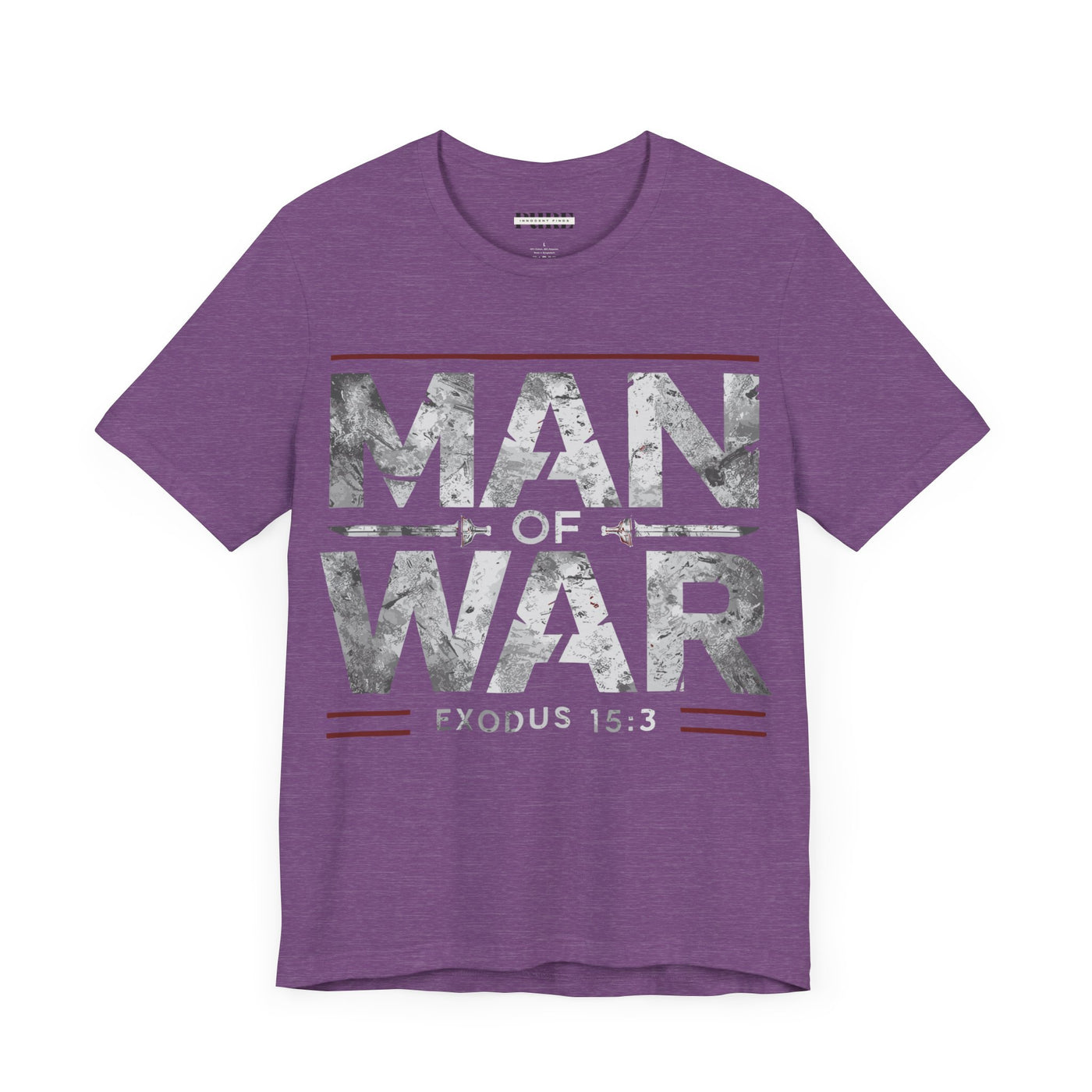 Man Of War Unisex Jersey Short Sleeve Tee, Silver Text Design