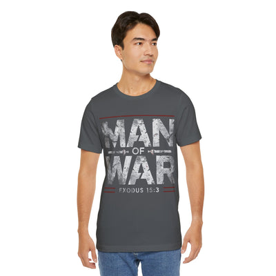 Man Of War Unisex Jersey Short Sleeve Tee, Silver Text Design