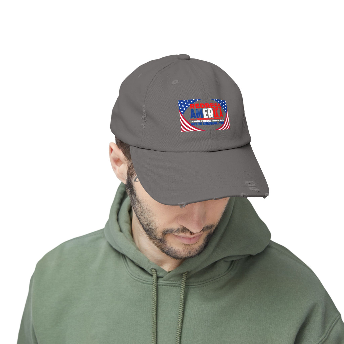 Redress America Unisex Distressed Cap, American Flags