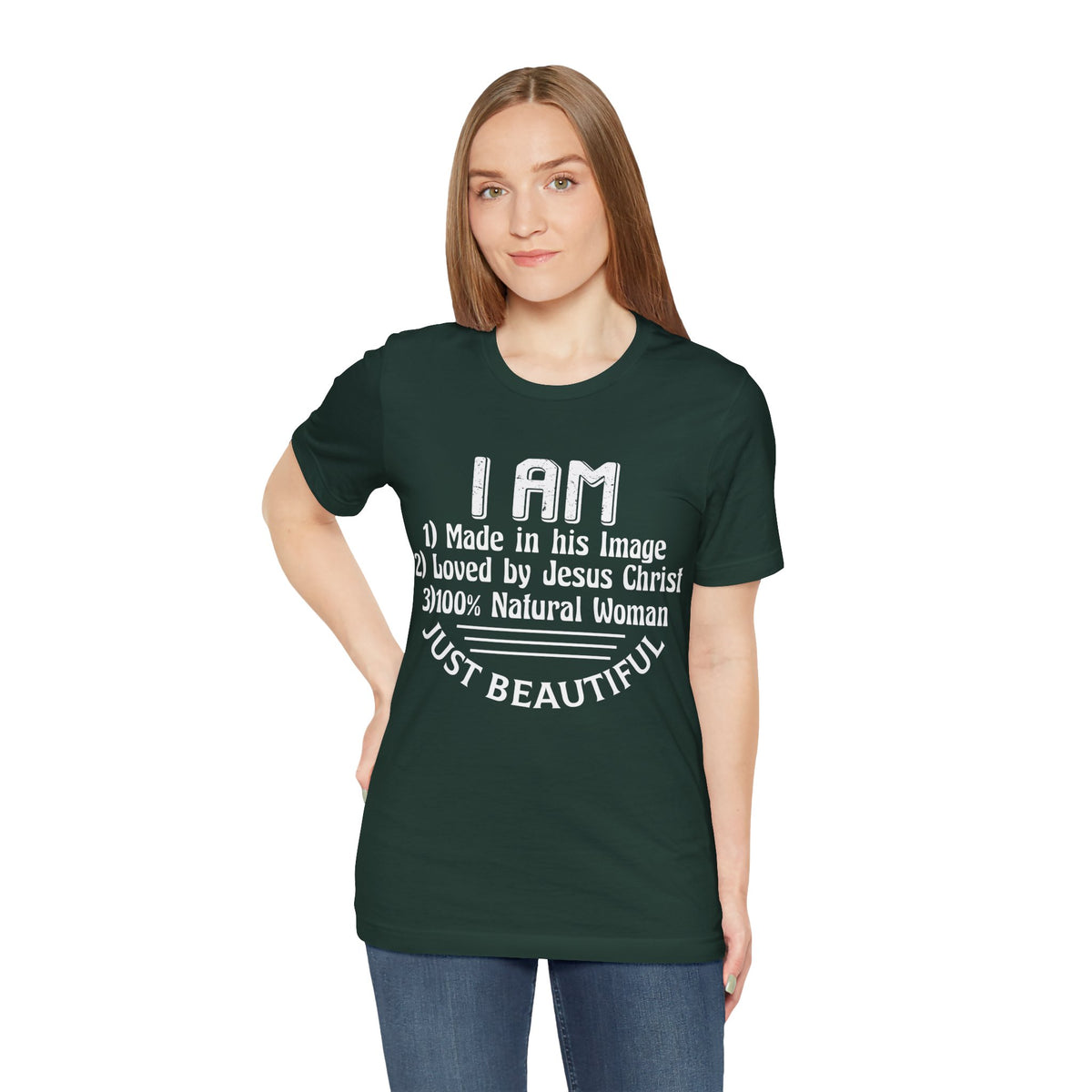 I Am Just Beautiful Women Jersey Short Sleeve Tee, Aesthetic Design