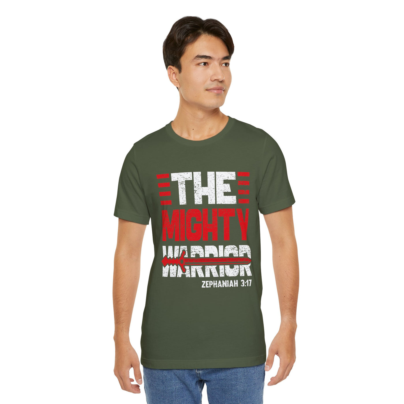 The Mighty Warrior Zephaniah 3:17 Unisex Jersey Short Sleeve Tee