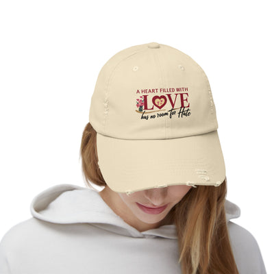 A Heart Filled With Love Unisex Distressed Cap