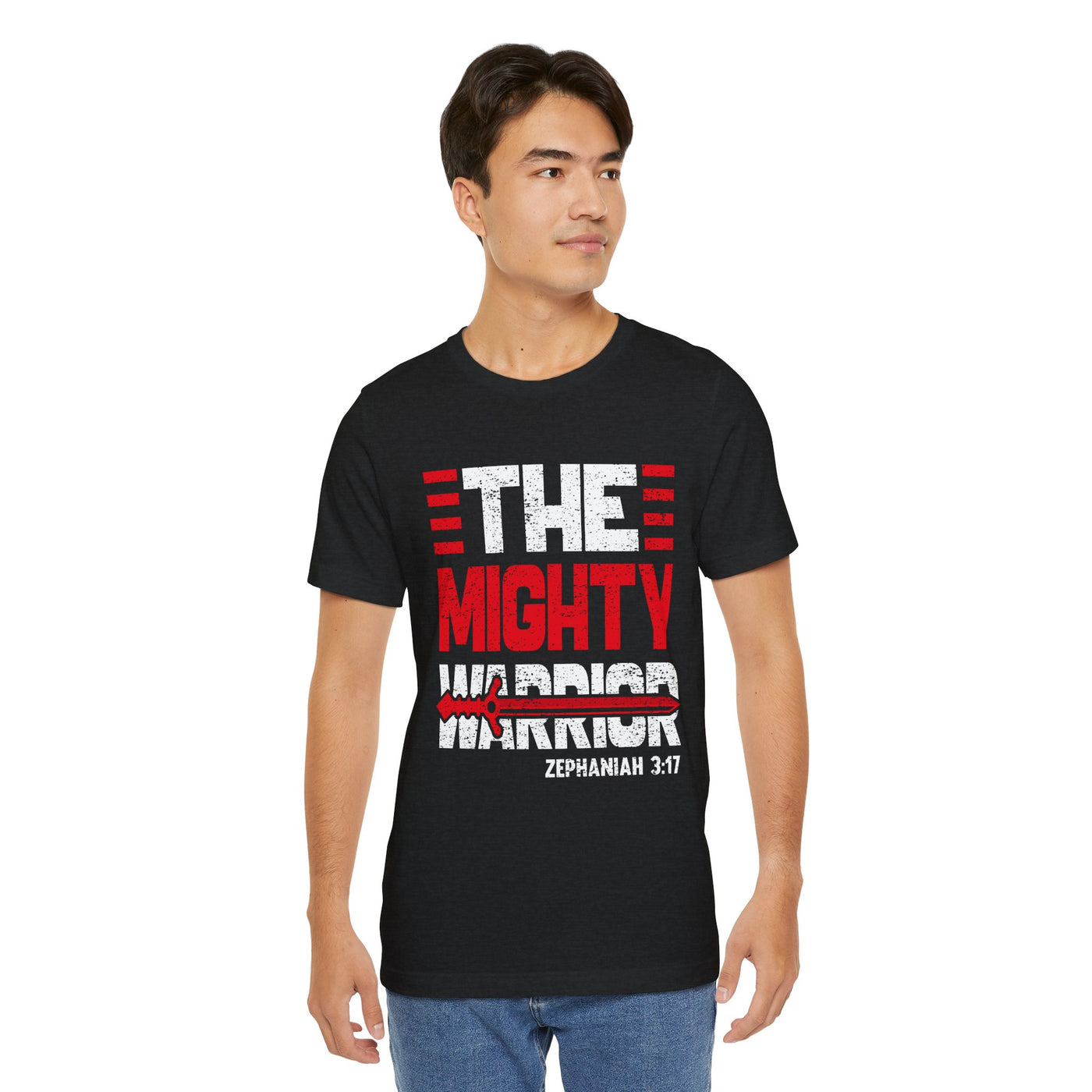 The Mighty Warrior Zephaniah 3:17 Unisex Jersey Short Sleeve Tee