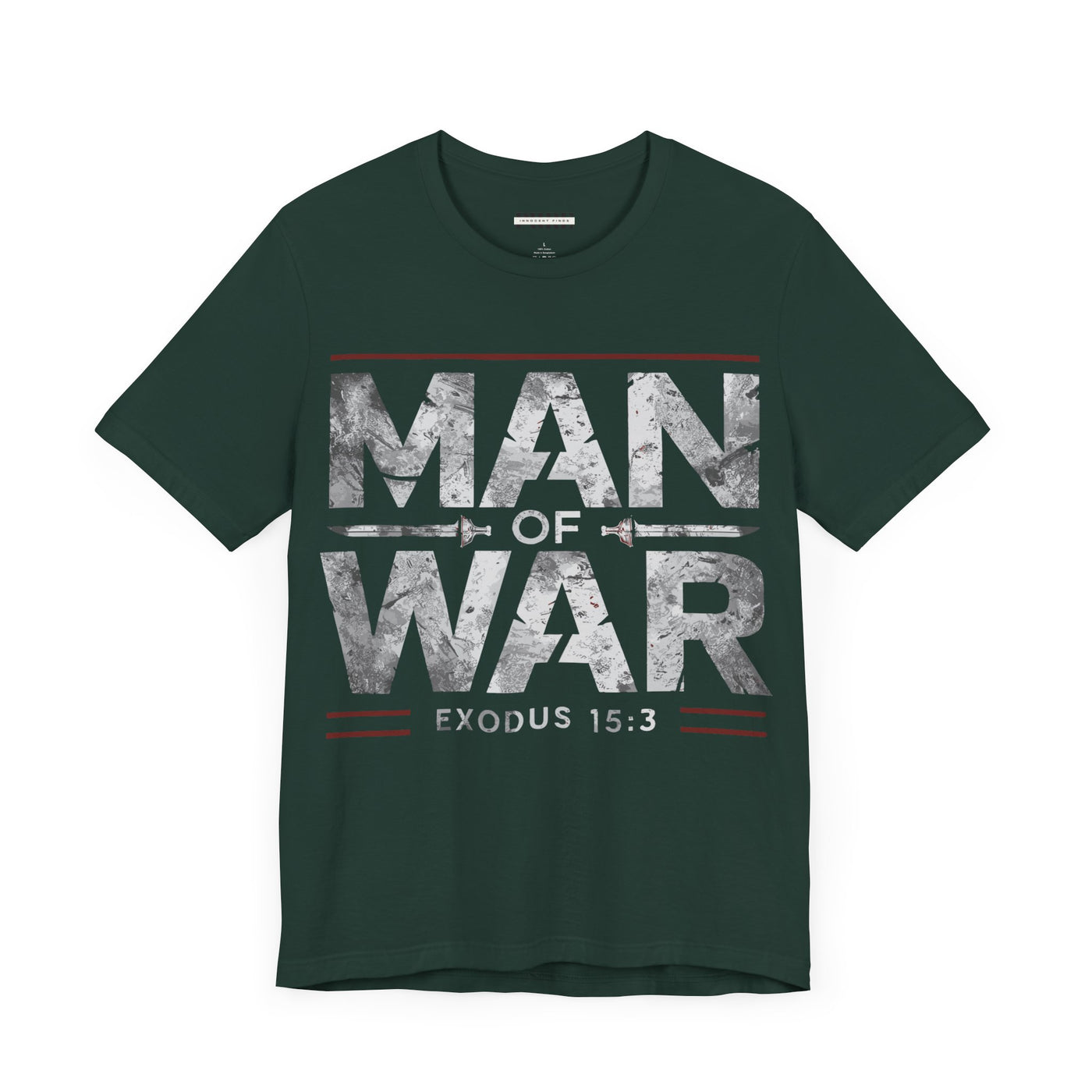 Man Of War Unisex Jersey Short Sleeve Tee, Silver Text Design