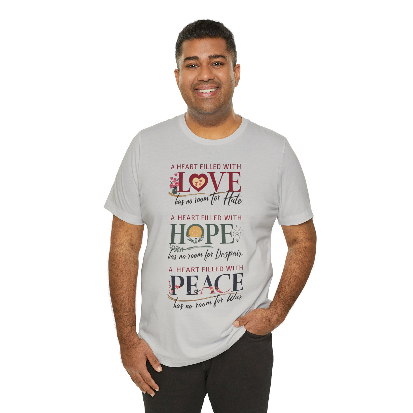 A Heart Filled With Hope Love Peace Unisex Jersey Short Sleeve Tee