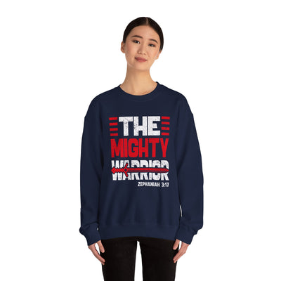 The Mighty Warrior Zephaniah 3:17 Unisex Heavy Blend™ Crewneck Sweatshirt