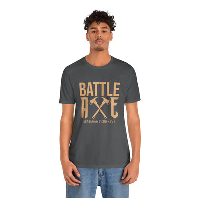Battle Axe Unisex Jersey Short Sleeve Tee, Golden Design