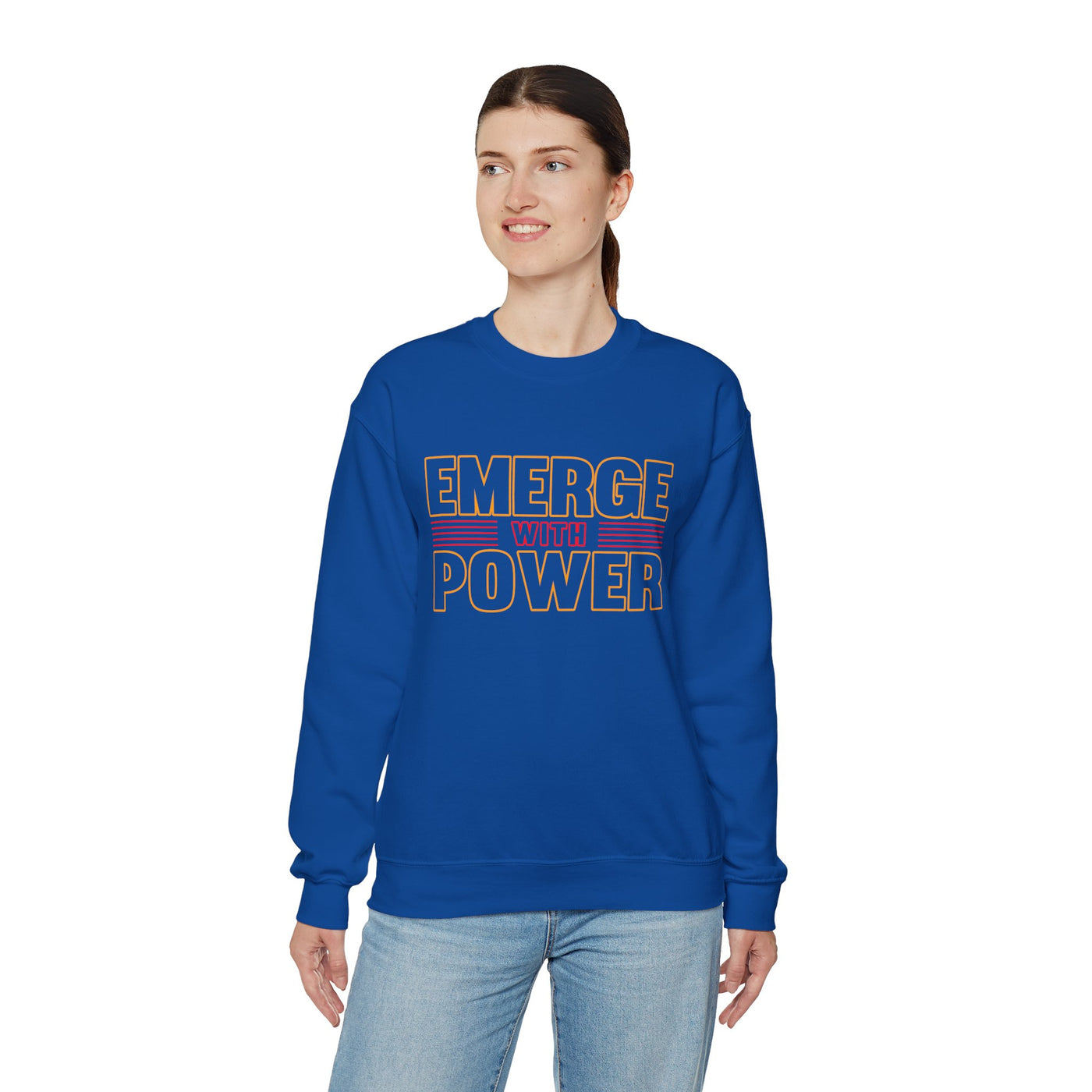 Emerge With Power Unisex Heavy Blend™ Crewneck Sweatshirt, Block Design