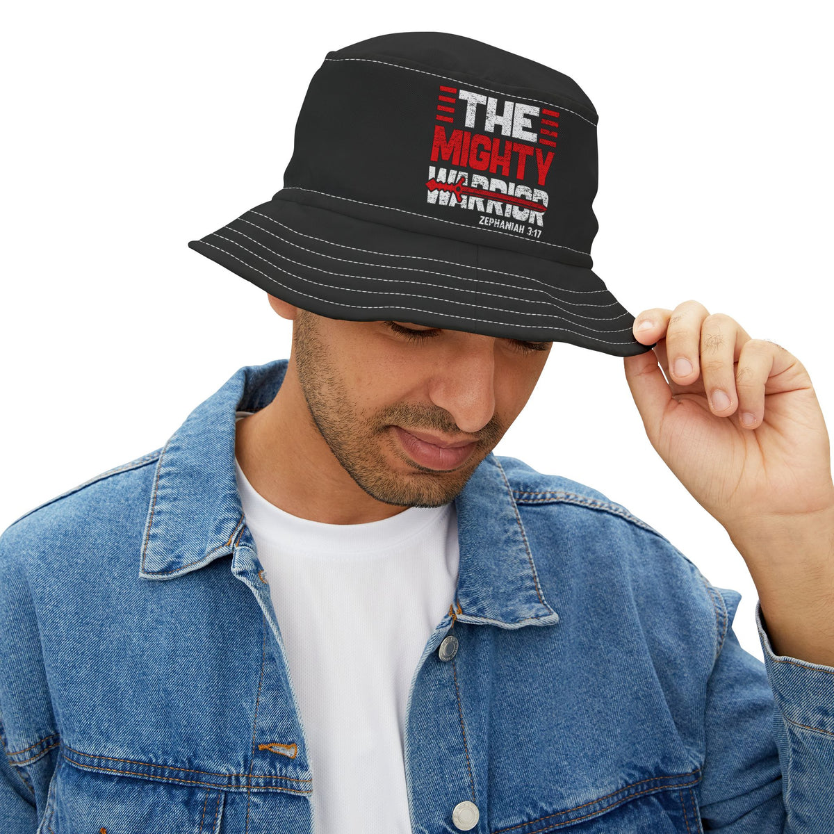 The Mighty Warrior Zephaniah 3:17 Unisex Bucket Hat