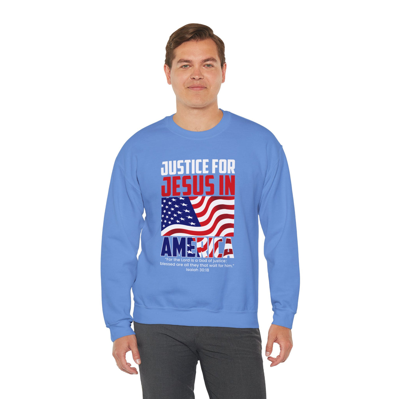 Justice For Jesus In America Unisex Heavy Blend™ Crewneck Sweatshirt, American Flag