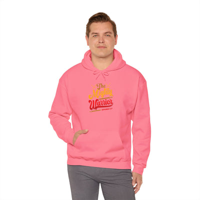 The Mighty Warrior Zephaniah 3:17 Unisex Heavy Blend™ Hooded Sweatshirt, Comic Design