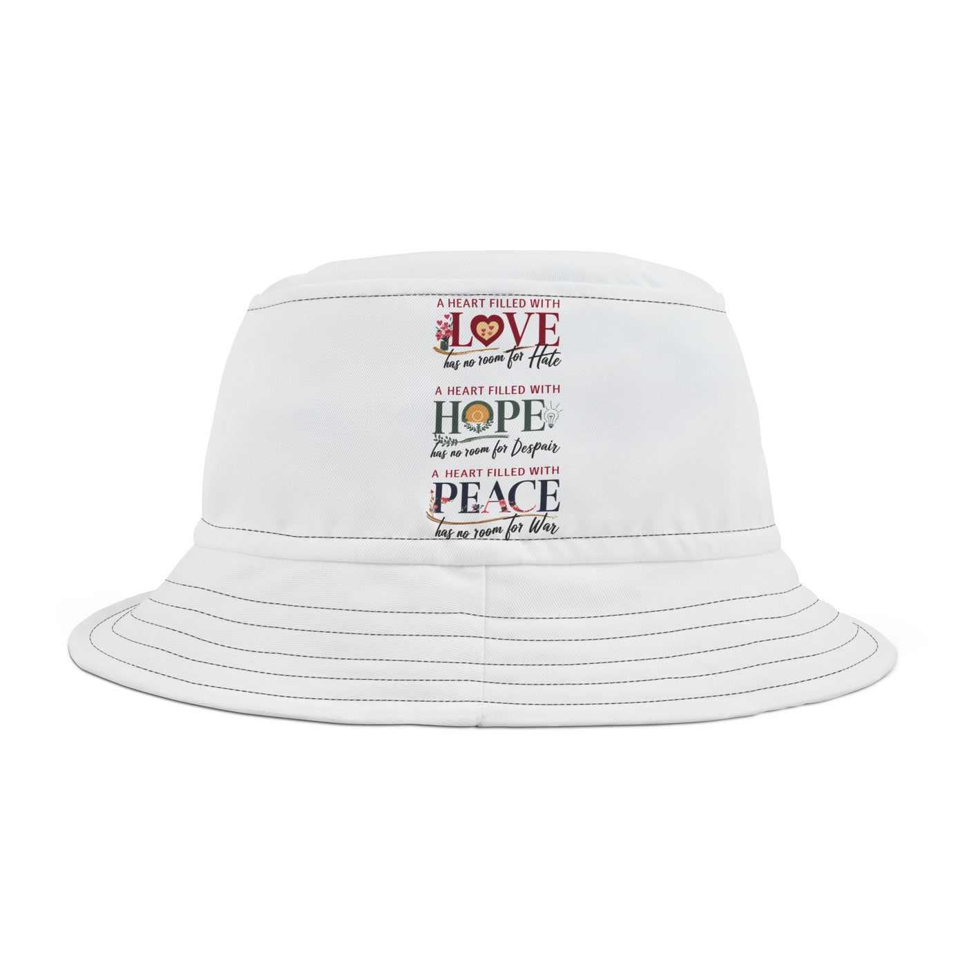 A Heart Filled With Love, Hope, Peace Unisex Bucket Hat