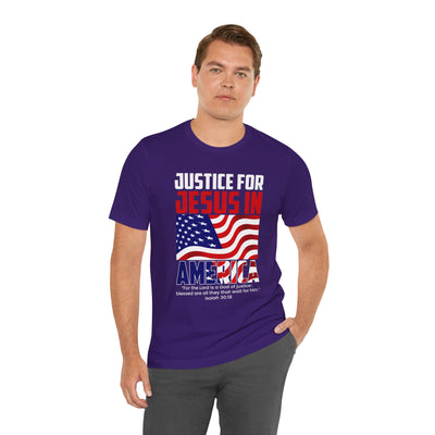 Justice For Jesus In America Unisex Jersey Short Sleeve Tee, American Flag Designs
