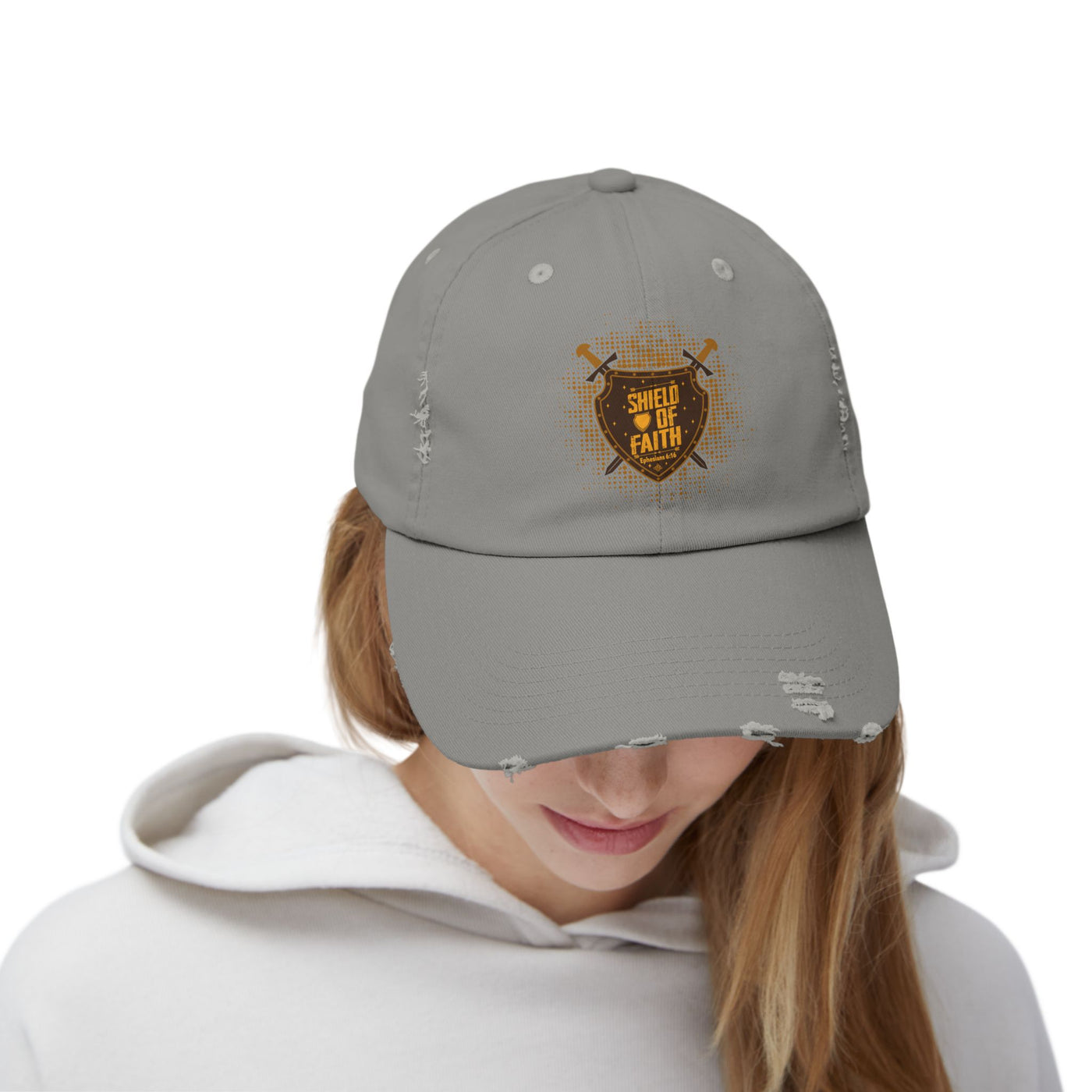 Shield Of Faith Unisex Distressed Cap, Dot Design
