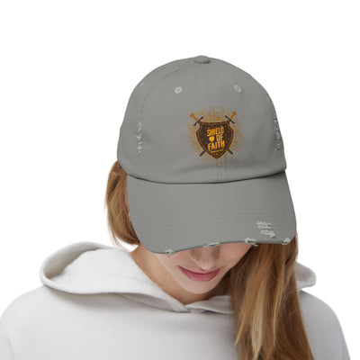 Shield Of Faith Unisex Distressed Cap, Dot Design