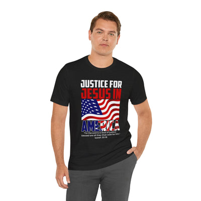 Justice For Jesus In America Unisex Jersey Short Sleeve Tee, American Flag Designs