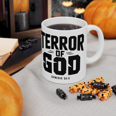 Terror Of God Genesis 35:5 Ceramic Mug, (11oz, 15oz), Black Design