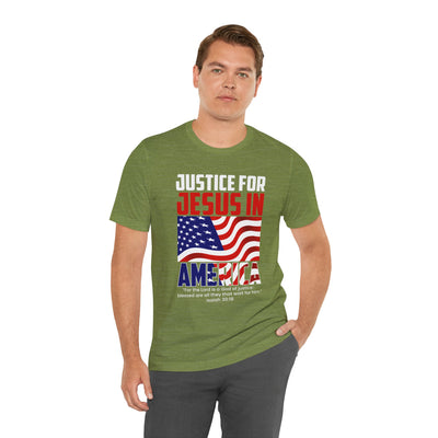Justice For Jesus In America Unisex Jersey Short Sleeve Tee, American Flag Designs