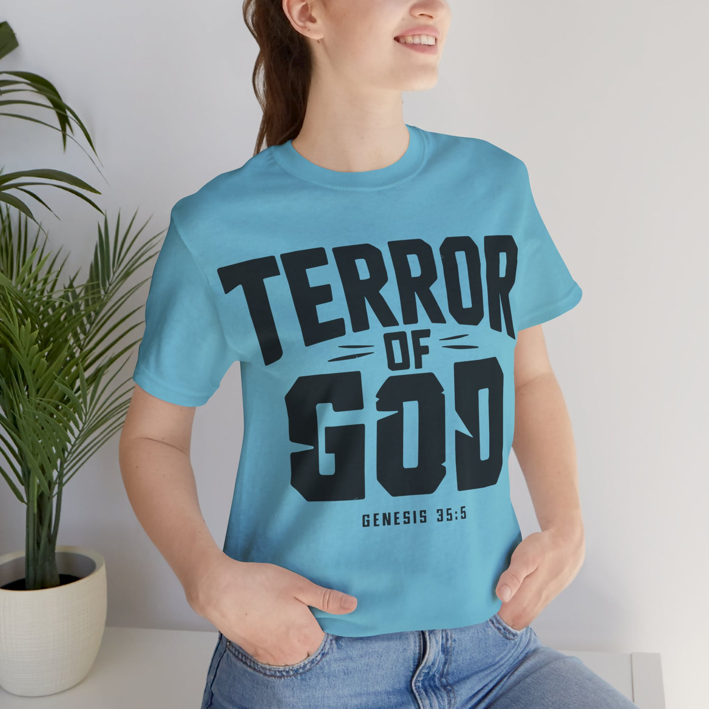 Terror Of God Genesis 35:5 Unisex Jersey Short Sleeve Tee, Black Design