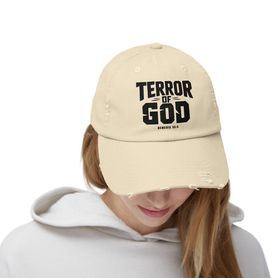 Terror Of God Genesis 35:5 Unisex Distressed Cap, Black Design