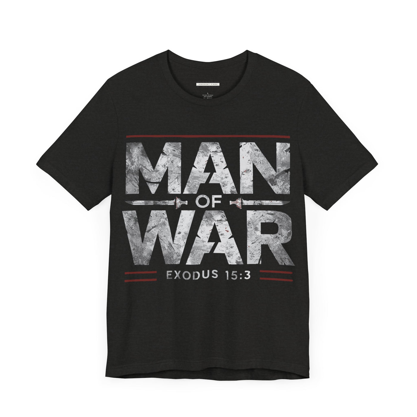 Man Of War Unisex Jersey Short Sleeve Tee, Silver Text Design