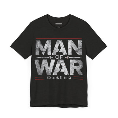 Man Of War Unisex Jersey Short Sleeve Tee, Silver Text Design